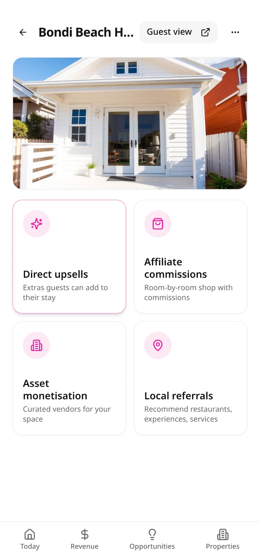Homsies home centre with direct upsells, affiliate commissions, asset monetisation and local referrals