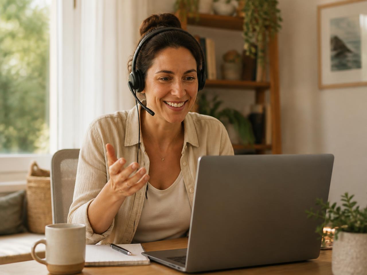 A Homsies specialist on a video call helping a host set up new income streams